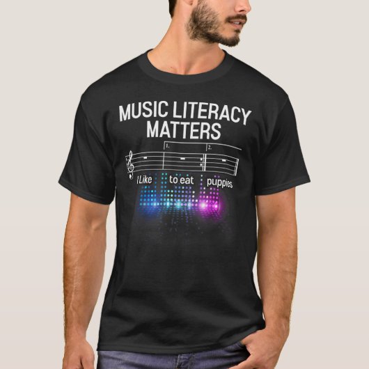 音楽リテラシー私はWesooを操る食べに好きな問題 Tシャツ (正面)