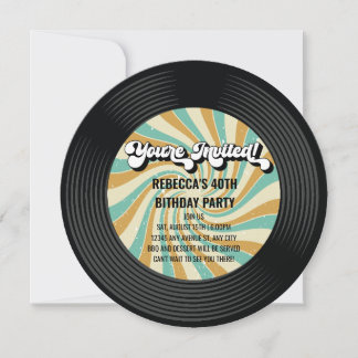 音楽レコード |ヴィンテージ誕生日招待状 招待状