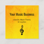 音楽レッスンエレガント金ゴールドQRコード スクエア名刺 (正面)