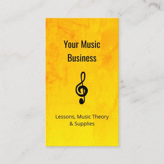 音楽レッスンQRコードトレブルクレフ、 音符記号金ゴールド 名刺 (正面)