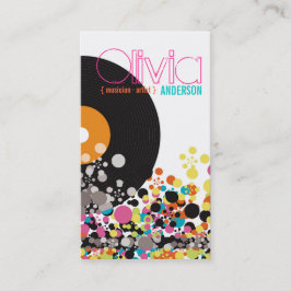 音楽レトロのヴィンテージのビニールのカラフルの破裂音は芸術家に点を打ちます 名刺