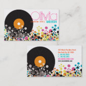 音楽レトロのヴィンテージのビニールのカラフルの破裂音は芸術家に点を打ちます 名刺 (正面/裏面)