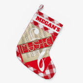 音楽レパーソナライズされたガンフォント スモールクリスマスストッキング (正面 (吊り時))