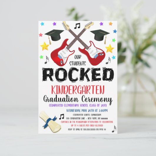 音楽ロックスターテーマ卒業招待状 招待状 (スタンド正面)