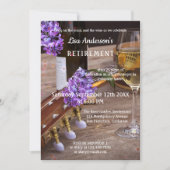音楽ワインと薄紫花引退招待状 招待状 (正面)
