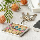 音楽ヴィンテージの鳥が手描き開花の鍵鎖 キーホルダー (側面)