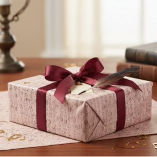 音楽ヴィンテージブルーピンクミュージカルノート ラッピングペーパー