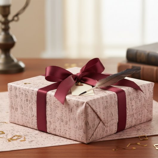 音楽ヴィンテージブルーピンクミュージカルノート ラッピングペーパー