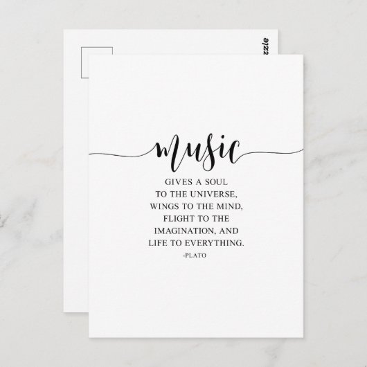 音楽与えは宇宙への魂、プラトン引用文 ポストカード (正面/裏面)