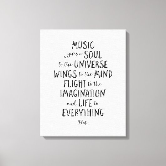 音楽与えは宇宙への魂、プラトン引用文Ca キャンバスプリント (正面)