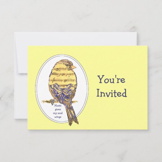 音楽与えマイソウルウィング引用文バード誕生日 招待状 (正面)