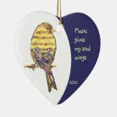 音楽与えマイソウルウィング引用文音楽ノートバード セラミックオーナメント (右)