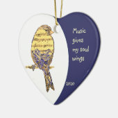 音楽与えマイソウルウィング引用文音楽ノートバード セラミックオーナメント (左)