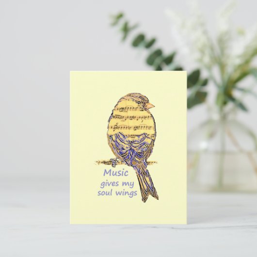 音楽与えマイソウルウィング引用文&バードアート ポストカード (スタンド正面)