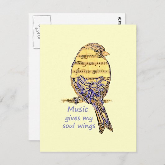 音楽与えマイソウルウィング引用文&バードアート ポストカード (正面/裏面)