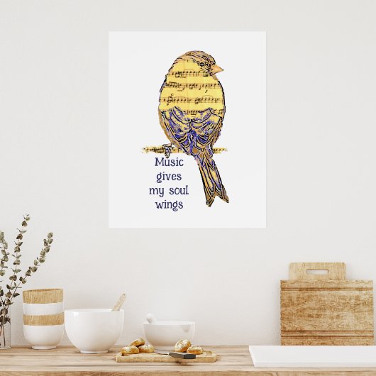 音楽与えマイソウルウィング感動的引用文 ポスター (キッチン)