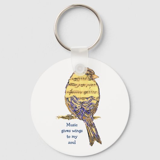 音楽与え私の魂の翼ミュージックノートバード キーホルダー (正面)