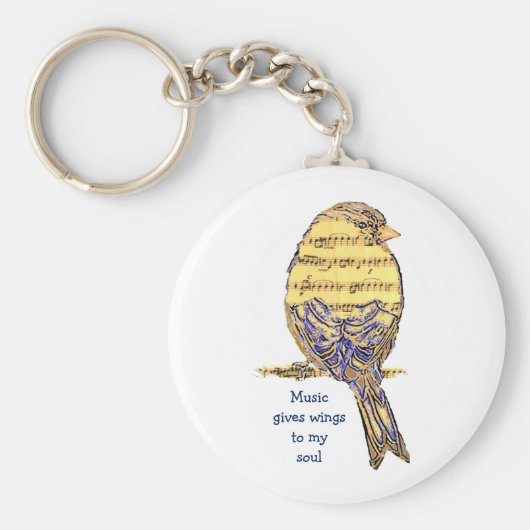 音楽与え私の魂の翼ミュージックノートバード キーホルダー (正面)