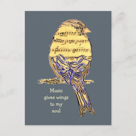 音楽与え私の魂の翼ミュージックノートバード ポストカード (正面)