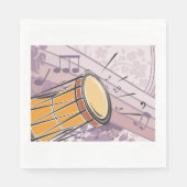 音楽伝統的ノート付きボンゴドラム スタンダードランチョンナプキン (正面)