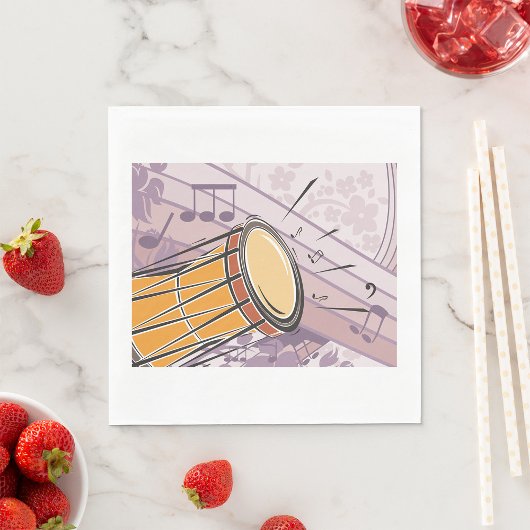 音楽伝統的ノート付きボンゴドラム スタンダードランチョンナプキン