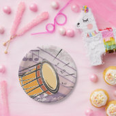 音楽伝統的ノート付きボンゴドラム ペーパープレート (パーティー)