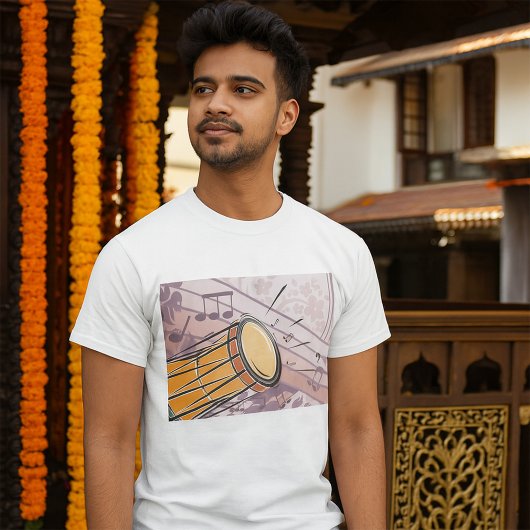 音楽伝統的ノート付きボンゴドラム Tシャツ