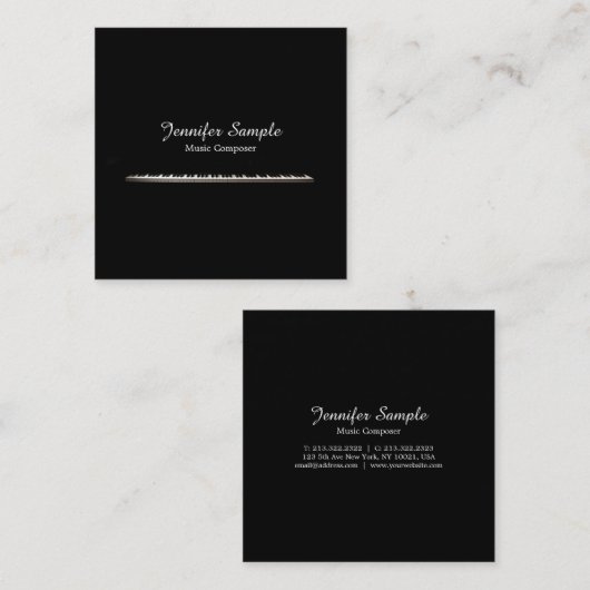 音楽作曲家の先生のエレガントで明白な絹の贅沢 スクエア名刺 (正面/裏面)