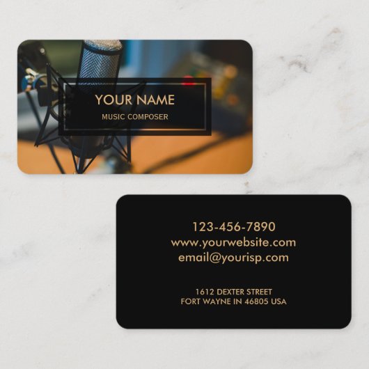 音楽作曲家(上にあられるエレガントな写真) 名刺 (正面/裏面)