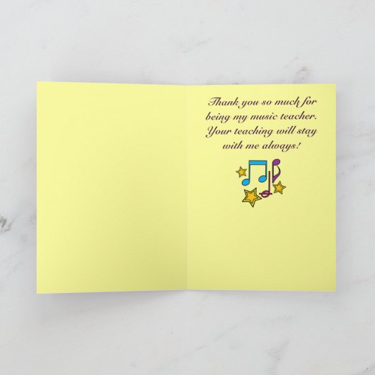 音楽先生ありがとうございました サンキューカード (内部)