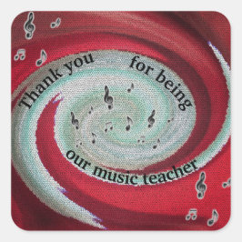 音楽先生ありがとう明るい旋回の感謝 スクエアシール