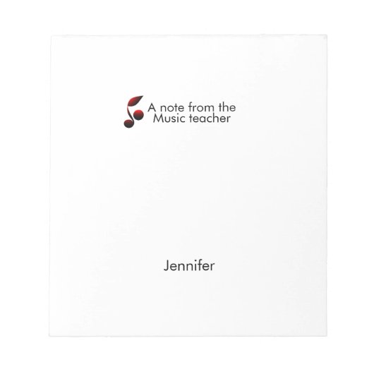 音楽先生からのノートの追加ネーム文字音楽ノート ノートパッド (正面)