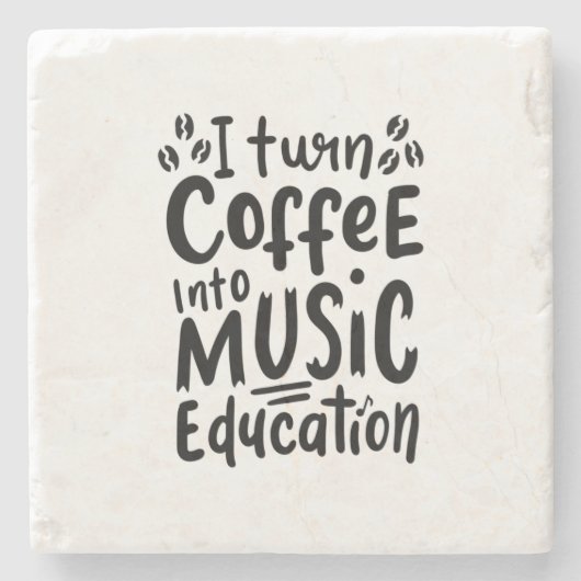音楽先生がコーヒーを音楽教育に ストーンコースター (正面)
