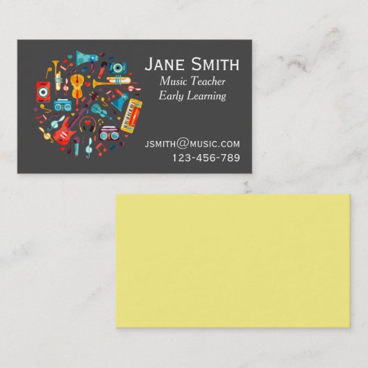 音楽先生の早学期の音楽指導者 名刺 (正面/裏面)