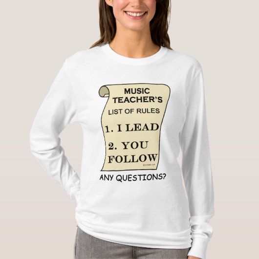 音楽先生の規則の一覧 Tシャツ (正面)