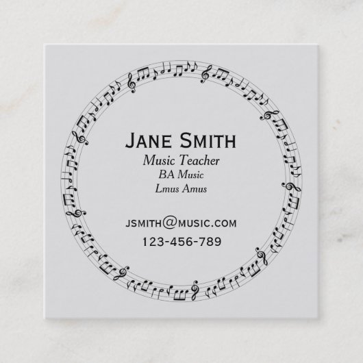 音楽先生の講師の音楽ノート スクエア名刺 (正面)