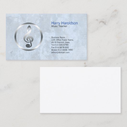 音楽先生はっきりした高音クレフ、 音符記号アイコン名刺 名刺 (正面/裏面)