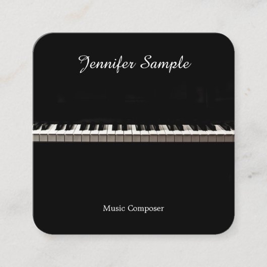 音楽先生インストラクターエレガントテンプレートモダン スクエア名刺 (正面)