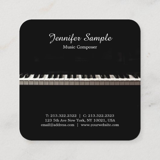 音楽先生インストラクターエレガントテンプレートモダン スクエア名刺 (裏面)
