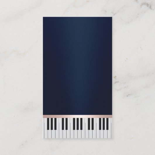 音楽先生エレガントネイビーブルーピアノ鍵 名刺 (裏面)