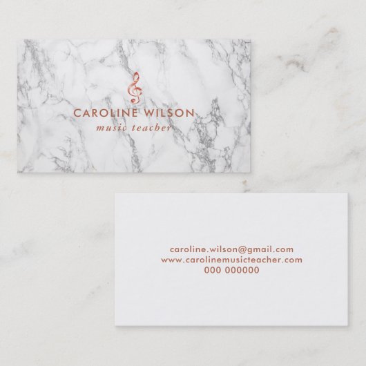 音楽先生エレガントバラ金ゴールドクレフ、 音符記号オンマーブル 名刺 (正面/裏面)