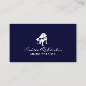 音楽先生エレガントピアノネイビーミュージカル 名刺 (正面)