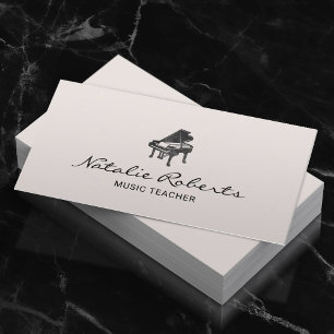 音楽先生エレガントピアノロゴミニマルミュージカル 名刺
