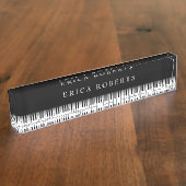 音楽先生エレガントピアノ鍵ダーク デスクネームプレート (側面)