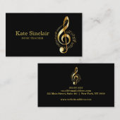 音楽先生エレガントピアノ鍵ミュージカル 名刺 (正面/裏面)