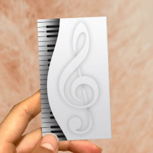 音楽先生エレガントピアノ鍵ミュージカル 名刺