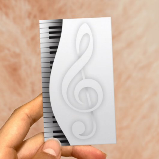 音楽先生エレガントピアノ鍵ミュージカル 名刺