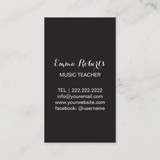 音楽先生エレガントピアノ鍵ミュージカル 名刺 (裏面)