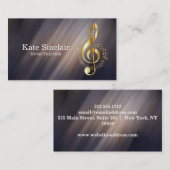 音楽先生エレガントピアノ鍵ミュージカル 名刺 (正面/裏面)