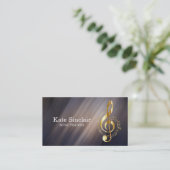 音楽先生エレガントピアノ鍵ミュージカル 名刺 (スタンド正面)